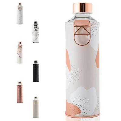 Afbeelding van Waterfles Creme Heavens 750 Ml RVS/Kunstleer/Glas Equa Mismatch Hoes Kunstleer L 7,5 X B H 26 Cm