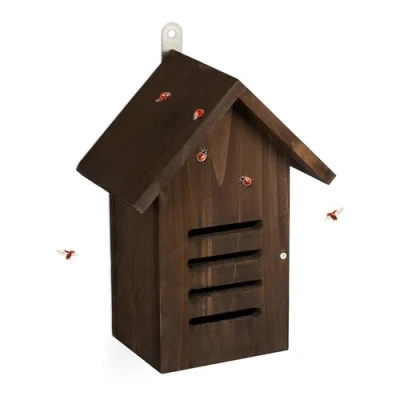 Afbeelding van Relaxdays lieveheersbeestjes hotel hout insectenhotel tuin lieveheerbeestjes kastje