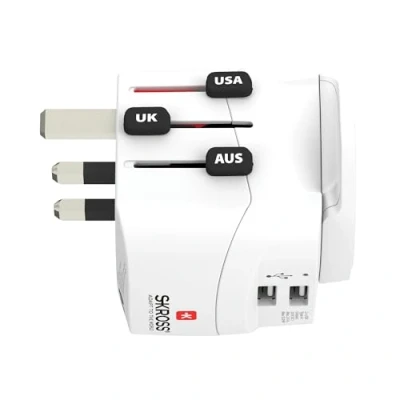 Afbeelding van SKROSS Reisadapter Wereld naar Europa met randaarde stekker (zonder Zwitserland &amp; Italië) + 2xUSB 2400 mA