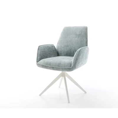 Afbeelding van DELIFE Draaistoel Zoa Flex chenille pastelblauw kruisframe breed wit 360 draaibaar rocker functie pocketveer kern