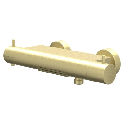 Afbeelding van IVY Bond opbouw badthermostaatkraan cooltouch cascade uitloop Geborsteld Mat Goud PVD Tijdloze uitstraling