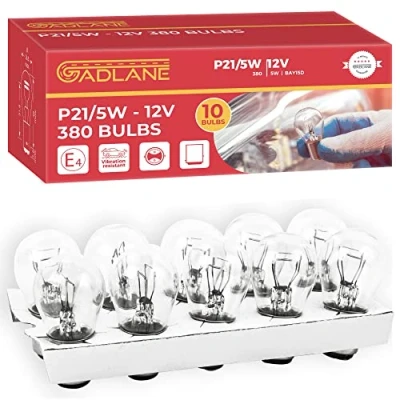 Afbeelding van GADLANE 10 x 380 P21/5W autolamp BAY15d remlamp stop en achterlicht 12V 21/5W pak van