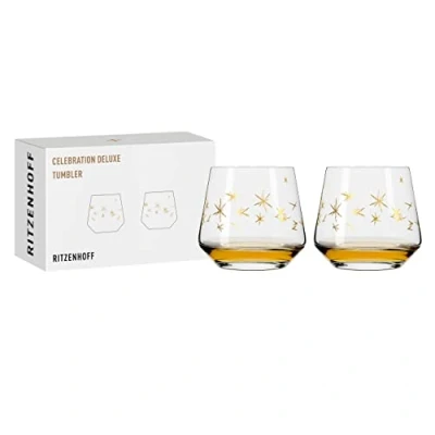 Afbeelding van RITZENHOFF 6141015 Tumbler 400 ml Serie Celebration Deluxe Set nr. 3, 2 stuks met echt goud Made in Germany