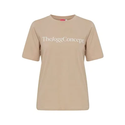 Afbeelding van Thejoggconcept Jcsimona LOGO Tshirt print, Dames, Maat: XS, Beige