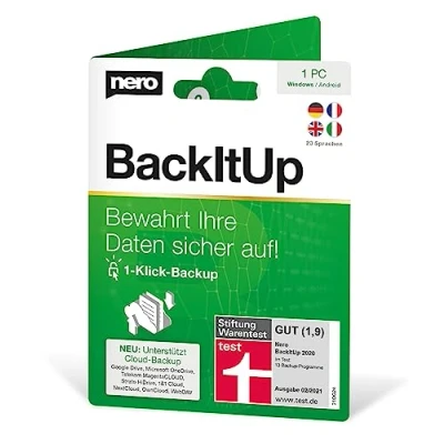 Afbeelding van Nero back up software meerdere test winnaar data up, recovery, cloud, auto volledig geautomatiseerde ups, onbeperkte runtime, compatibel met Windows 11,10, 8.1, 7