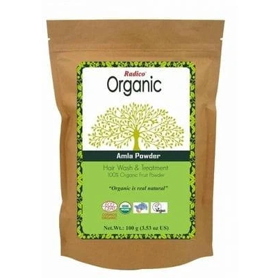 Afbeelding van Radico Organic AMLA 100% Natuurlijke BIO Vegan Haargroei, Anti Haaruitval, Vergrijzing, Care, Volume, Voedende Poeder Haarmasker en Shampoo 2 in 1 met ECOCERT 100g