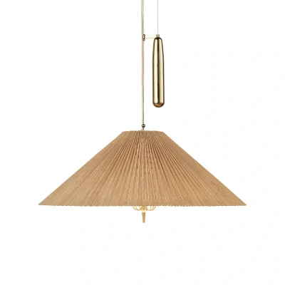Afbeelding van Gubi hanglamp A1972, messing, kap van bamboe, verstelbaar