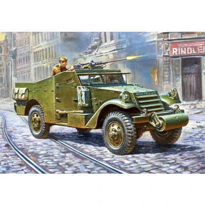 Afbeelding van 1:35 Zvezda 3519 Armored Personnel Carrier M3 Scout Car Plastic Modelbouwpakket