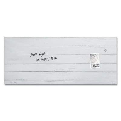 Afbeelding van Sigel glasmagneetbord Artverum 130x55cm wit houtstructuur SI GL381