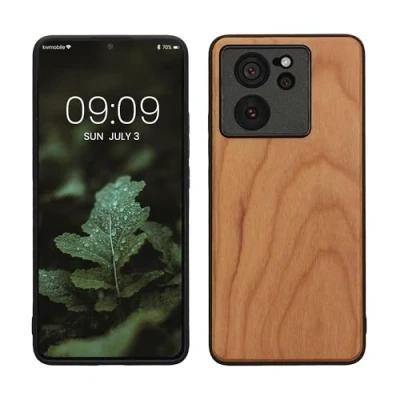 Afbeelding van kwmobile telefoonhoesje geschikt voor Xiaomi 13T / Pro Hoesje met bumper in bruin Backcover kersenhout