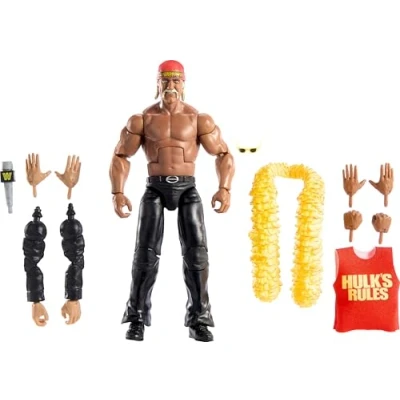 Afbeelding van WWE Mattel Elite Collection Actiefiguur &amp; Accessoires, Premium Live Event Hulk Hogan Set, Wrestlemania met Howard Finkel Build A Figuur Onderdelen