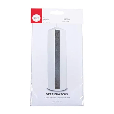 Afbeelding van Rayher 3103848 Versierwas, oudzilver, Versierwax plaat 20 x 10 cm, waxfolie om kaarsen te versieren, kaarsenwas, wasfolie