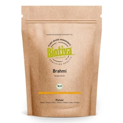 Afbeelding van Biotiva Brahmi Poeder Biologisch 250g Bacopa Monnieri geheugenfabriek veganistisch Ayurveda Gegarandeerd zonder toevoegingen Gebotteld in Duitsland (DE ÖKO 005)