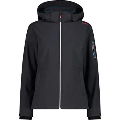 Afbeelding van CMP Softshelljas voor dames met afneembare capuchon, antraciet Deep Lake, XXS