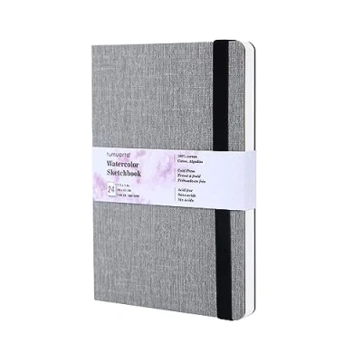 Afbeelding van tumuarta Aquarel schetsboek, 300 g, 100% katoen, 19 x 13 cm, 24 vellen, 48 pagina&#039;s, fijnkorrels, zuurvrij, aquarelboek, aquarelnotitieboek voor gebruik als reisketsboek