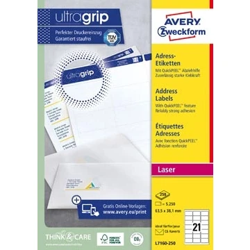 Afbeelding van Etiket Avery L7160 250 63.5x38.1mm wit 5250stuks