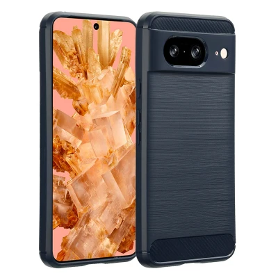 Afbeelding van Google Pixel 8 Hoesje Siliconen en TPU (zacht) imoshion Backcover/Softcase Donkerblauw Telefoonhoesje