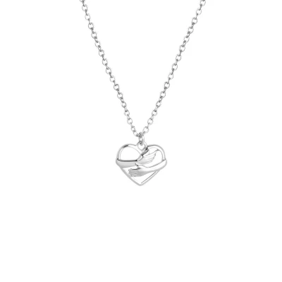 Afbeelding van Lucardi Dames Ketting met hanger hart hug Echt Zilver Cadeau voor vrouwen 45 cm Zilverkleurig