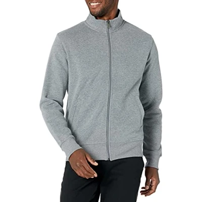 Afbeelding van Amazon Essentials Fleece Mock Neck Sweatshirt met volledige rits Lichtgrijs Heide, Medium