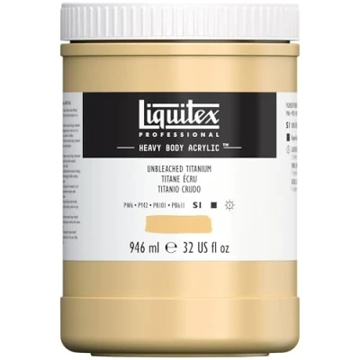 Afbeelding van Liquitex 4413434 Professional Heavy Body Acrylfarbe in Künstlerqualität mit ausgezeichneter Lichtechtheit buttriger Konsistenz, 946ml Topf Ungebleichtes Titan