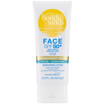 Afbeelding van Bondi Sands SPF 50+ Fragrance FREE FACE Hydrating Tinted Lotion TUBE 75ML Zonnebrandcrème, Maat: 75 ml,