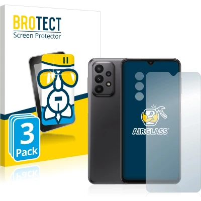 Afbeelding van BROTECT AirGlass kogelwerende glasfolie (3 Stuk, Samsung Galaxy A23 5G), Smartphone beschermfolie, Transparant