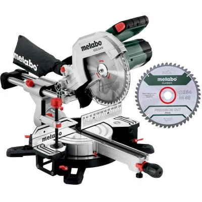Afbeelding van Metabo Afkort en verstekzaag set KGS 254 m 613254900 met Precision Cut Line, mm 2. Hardmetalen zaagblad trekfunctie 2 kabellengte