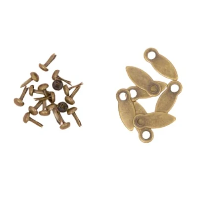 Afbeelding van Craftelier brads en draaiknoppen voor het maken van sluitingen scrapbooking knutselprojecten, incl. 50 knoppen, afmetingen 17 x 7 mm, vintage brons