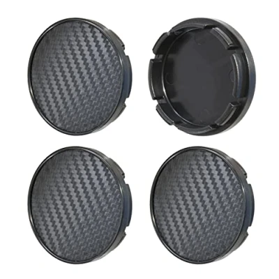Afbeelding van Set van 4 naafdoppen, wieldoppen (carbon zwart, 55 mm, zwart)
