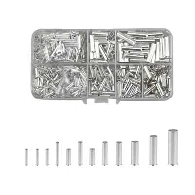 Afbeelding van Niet geïsoleerde draadhuls kit, 1000 stks 12 soorten 8 22AWG draad einde koperen krimp pin eindklem connector voor kabel elektrische groep splitsen