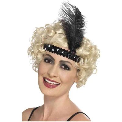 Afbeelding van Smiffys Hoofdband Charleston Met veer Zwart