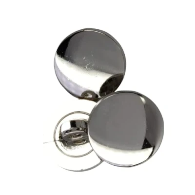Afbeelding van BOTIBOTON 25 gouden knopen en zilverkleurige knopen, plat glanzend, 5 maten, naai accessoires, voor mantels Amerikanen, gemaakt verzonden in Spanje (zilver, 18 mm)