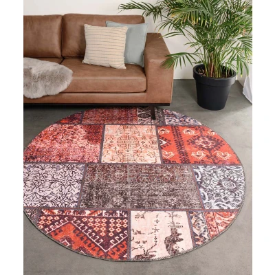 Afbeelding van Rond Patchwork Vloerkleed Fade No.1 Rood/multi 76 Cm