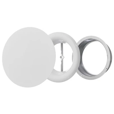 Afbeelding van Steinberg14 Rond Wit Metalen Diffusor 125mm Ventiel voor Luchttoevoer en afvoer Verstelbaar Luchtventiel Wand Plafond Ventilatierooster Badkamer Keuken Garage