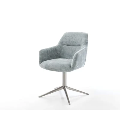 Afbeelding van DELIFE Draaistoel Pejo Flex chenille pastelblauw kruispoot roestvrij staal 360 draaibaar rocker functie pocketveer kern