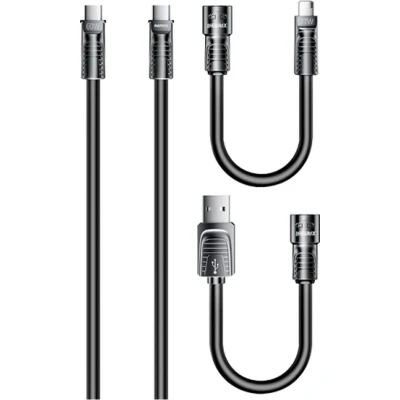 Afbeelding van Remax RC C168 USB Kabel 4in1 C/IPhone/USB A 60W 1.5m Zwart