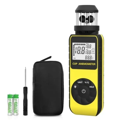 Afbeelding van SURLABA Wind Cup Anemometer voor Buiten, 0.7 42m/s Digitale Speed Meter ±4% High Accuracy, Windmeter Meet MAX/AVG Modi, Temperatuur &amp; Vochtigheid, Gauge met Kompas Drone, Zeilen