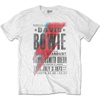Afbeelding van David Bowie Hammersmith Odeon Heren T shirt L Wit