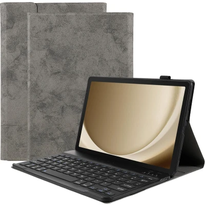 Afbeelding van Cazy Vintage Hoes met Toetsenbord QWERTY geschikt voor Samsung Galaxy Tab A9+ Grijs