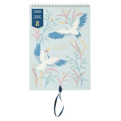 Afbeelding van Busy B 2025 kalender voor koppels wandkalender Vogels slank ontwerp met dubbele schema&#039;s, maandelijkse zakken en stickers A5 hangkalender gedeelde planning, verjaardagen belangrijke