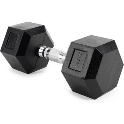 Afbeelding van TREXO Halter, 10 kg, hexagon duurzaam rubber gietijzer voor krachttraining thuis met ergonomische handgreep, stabiele en veelzijdige halter Hex HXD100