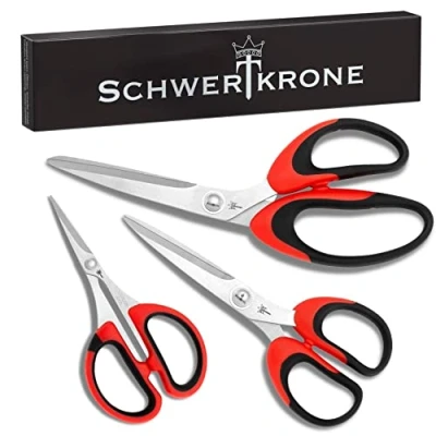 Afbeelding van Schwertkrone schaar, universele huishoudschaar, papierschaar, naaischaar, kantoorschaar, borduurschaar (set van 3)