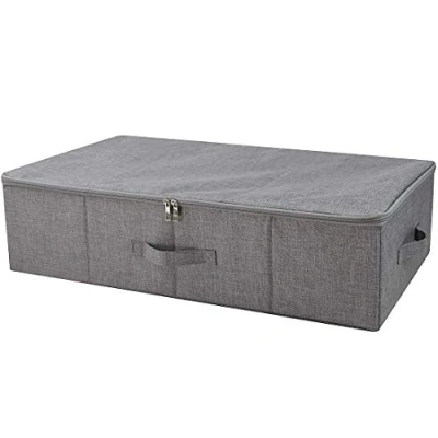 Afbeelding van Opvouwbare stof onder bed opbergdoos met deksel voor kleding, beddengoed organizer, donkergrijs