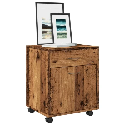 Afbeelding van vidaXL Kast verrijdbaar 45x38x54 cm bewerkt hout oud houtkleurig