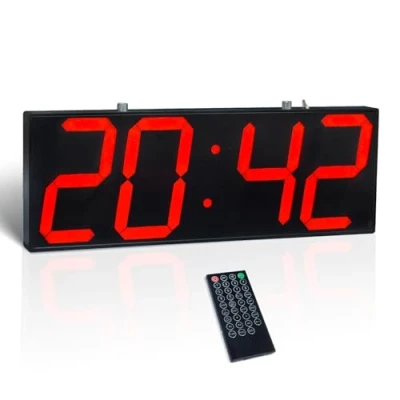 Afbeelding van CHKOSDA Digitale Wandklok met Dubbelzijdig Display, Groot Display Timer, Temperatuur, Alarm en Datumweergave, Hangende Duidelijke Heldere Cijfers (Rood)