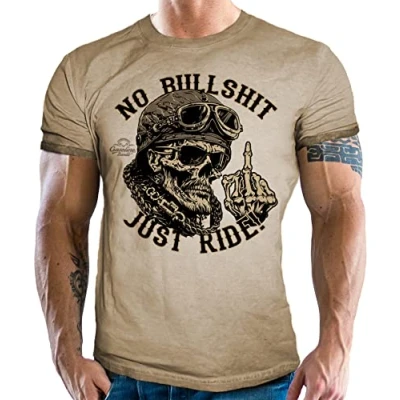 Afbeelding van Gasoline Bandit Biker Racer motorfiets heren T shirt: Just Ride, Gebruikt, 3XL