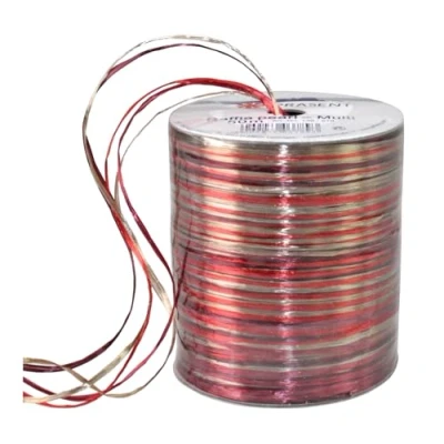 Afbeelding van PRÄSENT RAFFIA PEARL multicolour knutsellint rood/bordeaux/goud, 50 m metallic decoratielint voor geschenken, om te versieren en knutselen, cadeaulint feestelijke gelegenheden