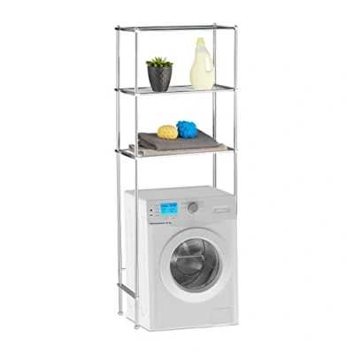 Afbeelding van Relaxdays ombouwkast wasmachine kast ombouw toilet 162 cm hoog chroom