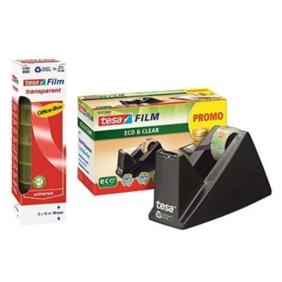 Afbeelding van tesa Easy Cut® tafeldispenser Economy ecoLogo®, incl. 1 rol tesafilm® / kantoorbesparingsset (1 x dispenser + 8 rollen extra)