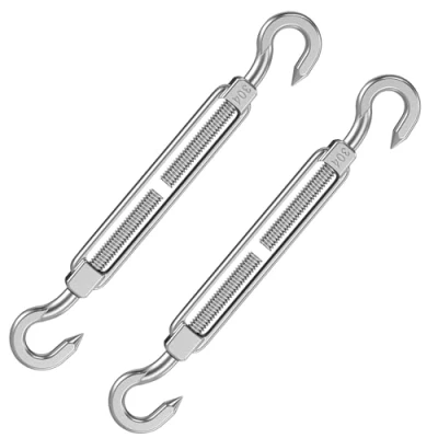 Afbeelding van 2 stuks spanslot M8, draadspanners 304 roestvrij staal spansloten verstelbare staalkabel spanner touwspanner met haak spanhaak voor touw zonnezeil tuindraad hekspanner